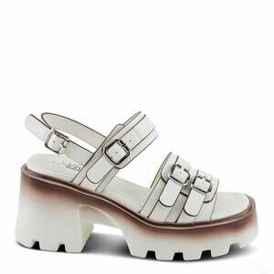 NEW AZURA women's cheekychic platform leather sandal in white